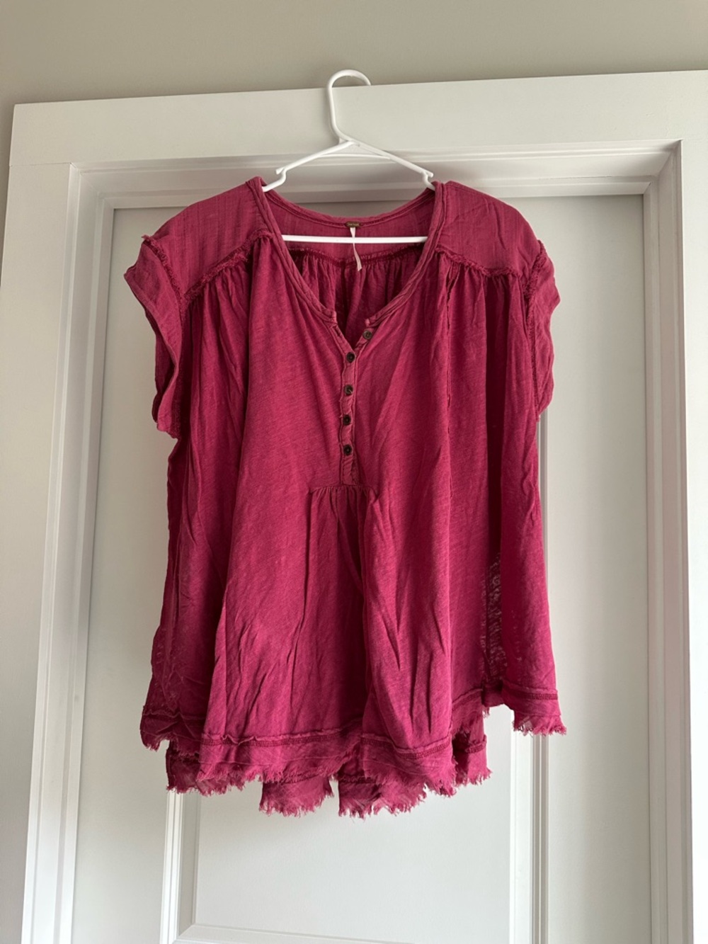 Free People Linen Cotton Blend Oversized Top
